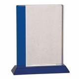 Custom Blue Edge Crystal Award with Base (MEDIUM) - SANDBLASTED