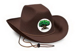 Brown Felt Cowboy Hat w/ Custom Shaped Faux Leather Icon