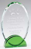Custom Simple Elegance Green / Clear Oval Crystal Award - 6 1/4'' H