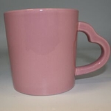 Custom Pink Ceramic Mug With Pink Heart Handle, 3 7/8