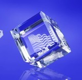 Custom Awards- Corner cut optical crystal cube award/trophy.2-3/8 inch high, 2 3/8