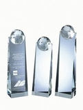 Custom 114-C584  - World Globe Tower Award-Optic Crystal
