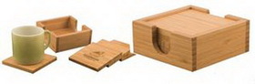 Custom Bamboo Coaster Set W/ Holder (4"X4")