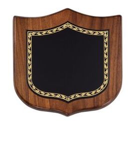 Blank Walnut Shield Series Plaque w/ Black Brass/ Curved Top Edge (5 1/2"x5 1/2")
