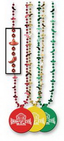 33" Fiesta Beads w/ Custom Direct Pad Print on Plastic Hook Medallion