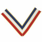 Blank Rp Series Domestic Neck Ribbon W/Eyelet (Red/White/Blue W/Gold Edging), 30