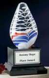 Custom Hand Blown Glass Fantasia Green Spiral Award