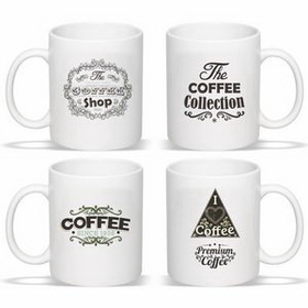 Coffee Mug with Handle, 11 oz. Ceramic Mug (White), Personalised Mug, Custom Mug, Advertising Mug, 3.75" H x 3.25" Diameter x 3.25" Diameter