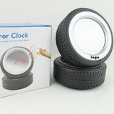 Custom Tire Shaped LED Mirror Clock, 3 9/10