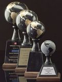 Custom Black Genuine Marble Grand World Globe Award w/ Base (8