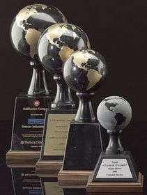 Custom Black Genuine Marble Grand World Globe Award w/ Base (8")