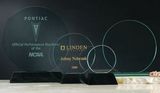 Custom Jade Glass Circle Award w/ Marble Base (6