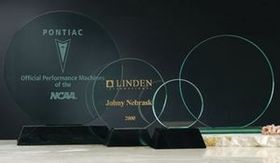 Custom Jade Glass Circle Award w/ Marble Base (6")