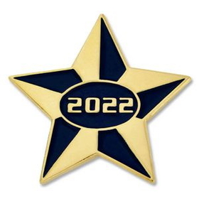 Blank 2022 Blue and Gold Star Pin, 1" W x 1" H