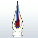 Custom Large Yellow Teardrop Designer Art Glass Award, 12.5