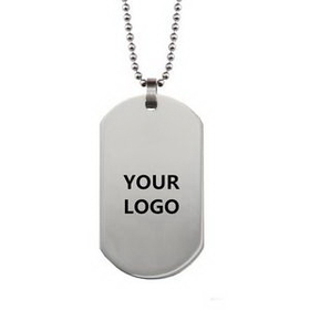 Custom 18/8 Stainless Steel Dog Tag Necklace, 1 3/16" L x 1/16" W x 1 15/16" H