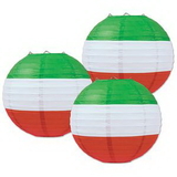 Custom Red, White & Green Paper Lanterns, 9.5