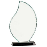 Custom Flame Shaped Facet Glass Award w/ Black Base (10 1/2