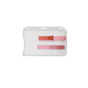 Custom Horizontal/Side Load Polycarbonate Badge Holder - 2 Card Dispenser, 3.58" W x 2.46" H