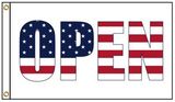 Custom Open USA 3' x 5' Message Flag with Heading and Grommets