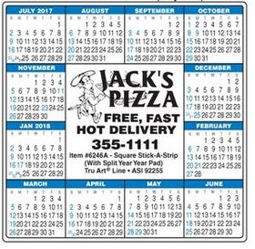 Custom Academic (July-Jun) Square Pad Stick-A-Strip Calendar, 3 5/8" W x 3 5/8" H