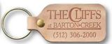 Custom Small Rectangle Natural Leather Riveted Key Tag with Round Corners