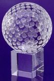 Custom 80 Mm Optical Crystal Golf Ball Award w/ Cube Base, 3 1/8
