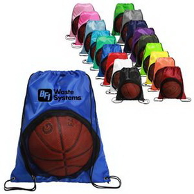 Custom See Through Drawstring Bag for Sport Balls, 13.5" W x 18" H