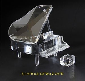 Custom Piano set optical crystal award trophy., 3.25" L x 2.5" W x 2.75" H