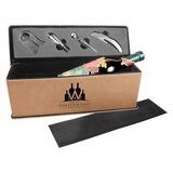 Custom Laserable Leatherette Single Wine Box with Tools  Light Brown, 14