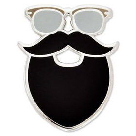 Blank Mustache and Beard Pin, 1" W x 1" H