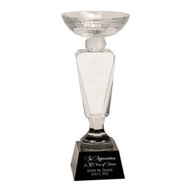 Custom Clear Crystal Cup with Black Pedestal Base (12")