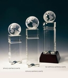 Custom Globe Tower Optical Crystal Award Trophy., 12