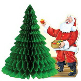 Custom Santa w/ Tissue Tree Centerpiece, 11" L
