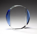 Custom Sea Blue Optic Clear & Blue Crystal Oval Award - 6