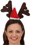 Custom Felt Antlers w/ Plush Santa Hat