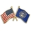 Blank Nebraska & Usa Crossed Flag Pin, 1 1/8" W, Price/piece
