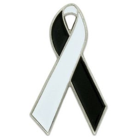 Blank Red And White Awareness Ribbon Pin, 1" H X 5/8" W