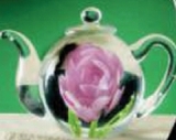 Custom Hand Blown Tea Pot Rose (3.5