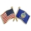 Blank Kansas & Usa Flag Pin, 1 1/8" W, Price/piece
