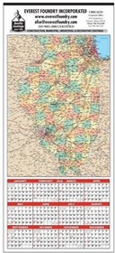 Custom Small State Map Year-In-View Calendar - Kentucky, 20 1/2" W x 28 1/2" H