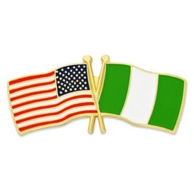 Blank Usa & Nigeria Flag Pin, 1 1/8" W X 1/2" H