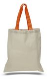 Economy Natural 100 percent Cotton Tote Bag w/Contrast Handles - Blank (15