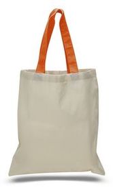Economy Natural 100 percent Cotton Tote Bag w/Contrast Handles - Blank (15"x16")