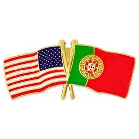 Blank Usa & Portugal Flag Pin, 1 1/8" W X 1/2" H