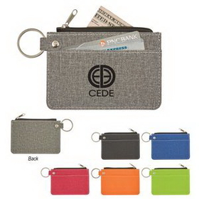 Custom Heathered Card Wallet With Key Ring, 4 7/8" W x 3 1/2" H