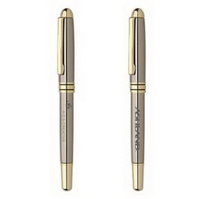 Custom The Glossy Gun Metal Milano Blanc Rollerball Pen, Ballpoint Pen, 5.375" L