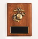 Blank Walnut Piano Finish Plaque w/ Marine Casting & Brass Engraving Plate