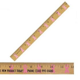 12" Clear Lacquer Wood Ruler w/ Ribbon Background