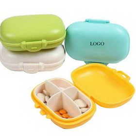 Custom 4 Compartment Plastic Pill Organizer Box, 4" L x 2 3/10" W x 1 3/10" H